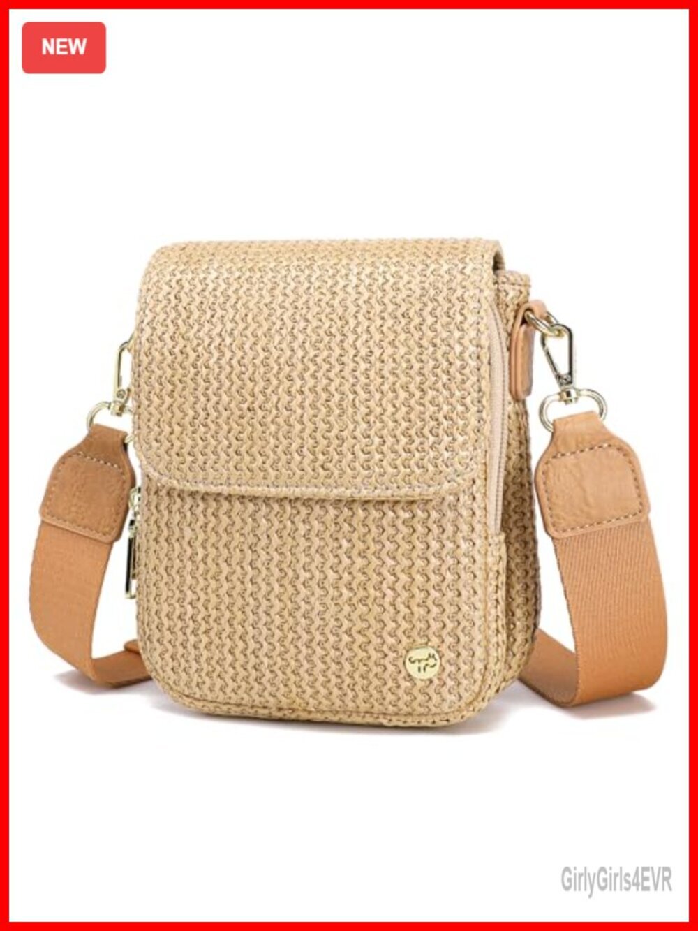 Faux Straw Crossbody Bag Small Summer Woven RFID Phone Purse Travel Beach